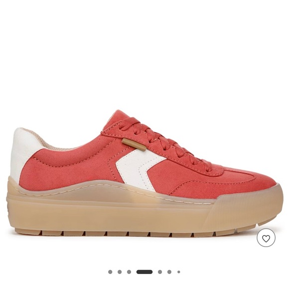 NWOB Dr. Scholl's Coral Red and White Platform Sneakers - Picture 3 of 10